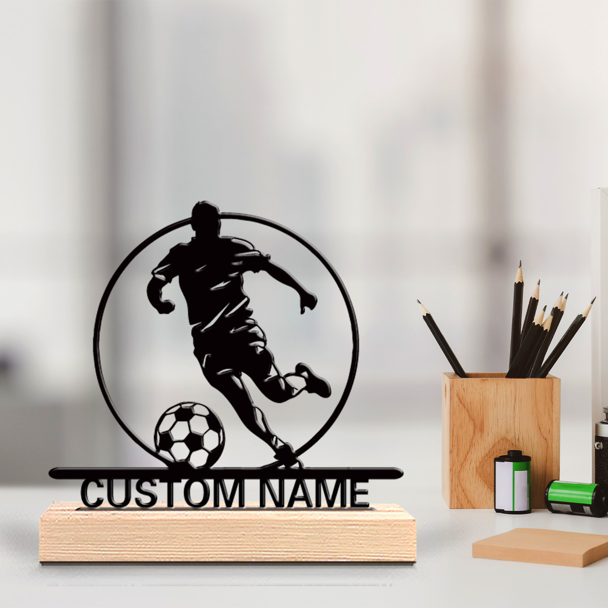 Office Furniture Ideas - Custom Soccer Player Metal Statue with