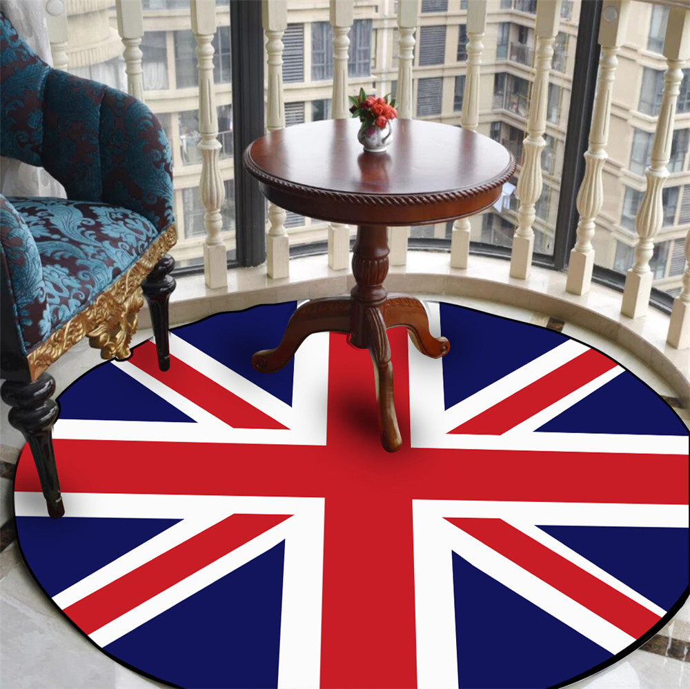 Office Furniture Uk - UK British Flag Print Round Carpet