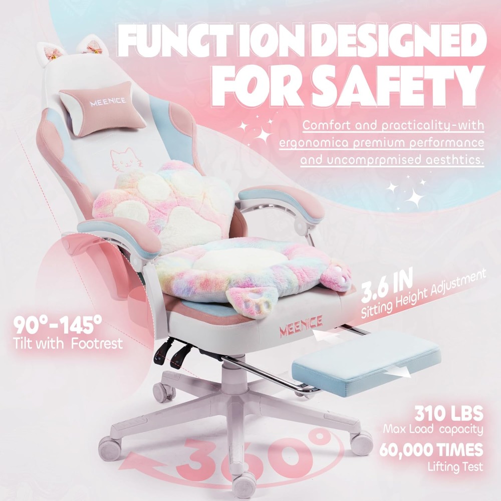 Gaming Chair Cute with Cat Ear - Office Furniture Ergonomic ulasan dan harga