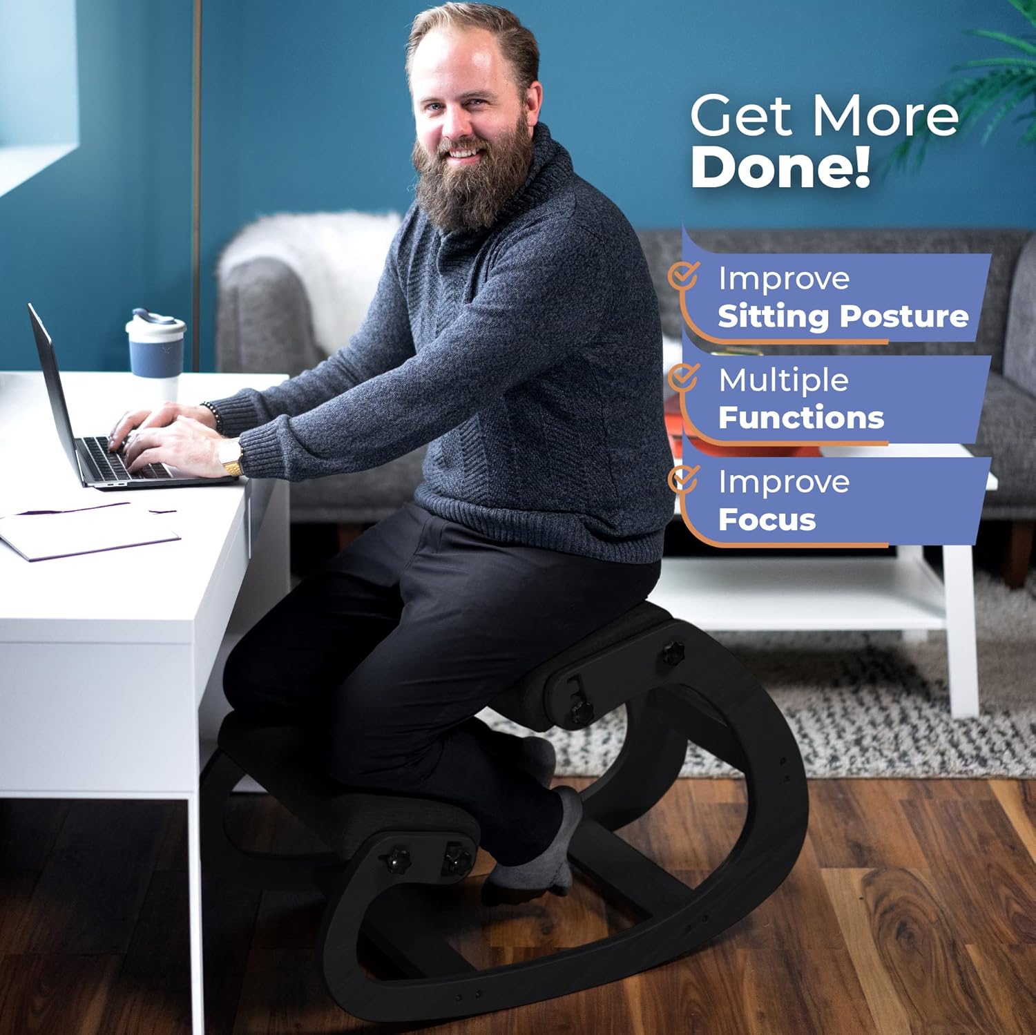 Ergonomic Wooden Kneeling Chai - Office Furniture Ergonomic ulasan dan harga