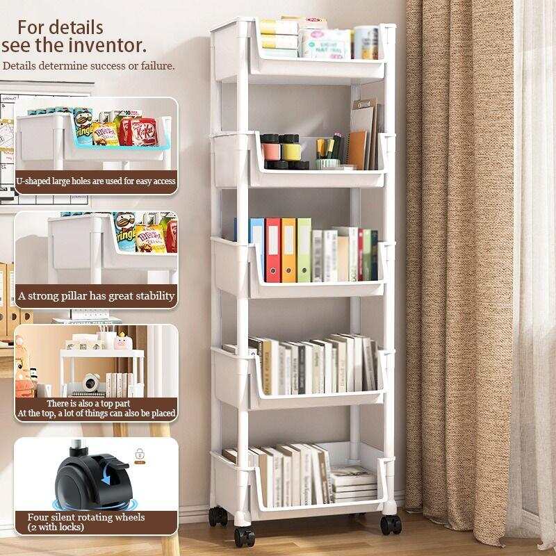 5-Layer White Freestanding Sta - Book Cart Rolling ulasan dan harga