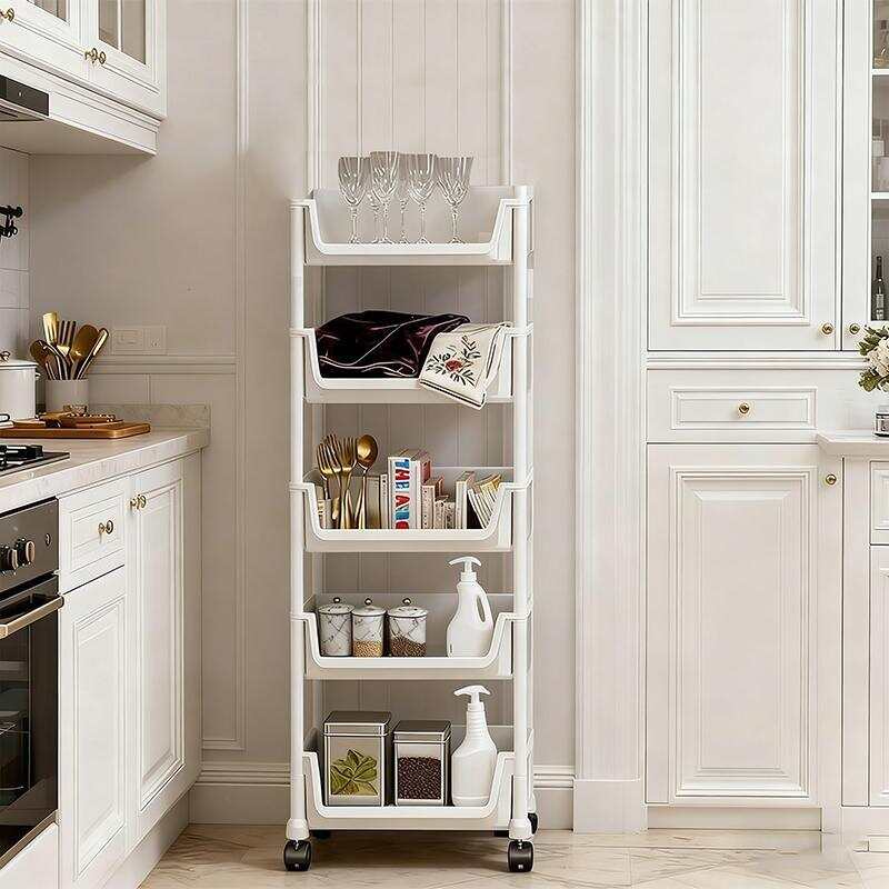 5-Layer White Freestanding Sta - Book Cart Rolling ulasan dan harga